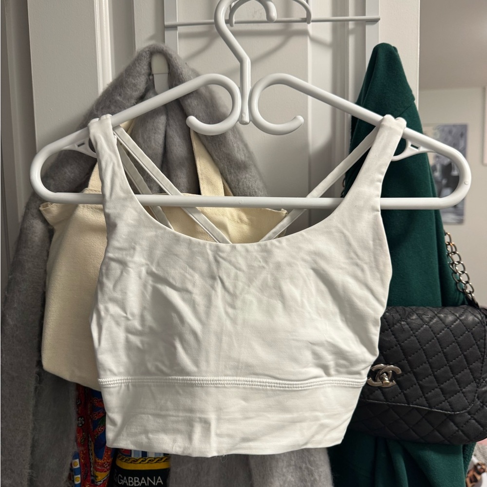 Lululemon Athletica White Fitted Bustier Tank Top